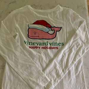 White Happy Holidays Christmas Santa Long Sleeve